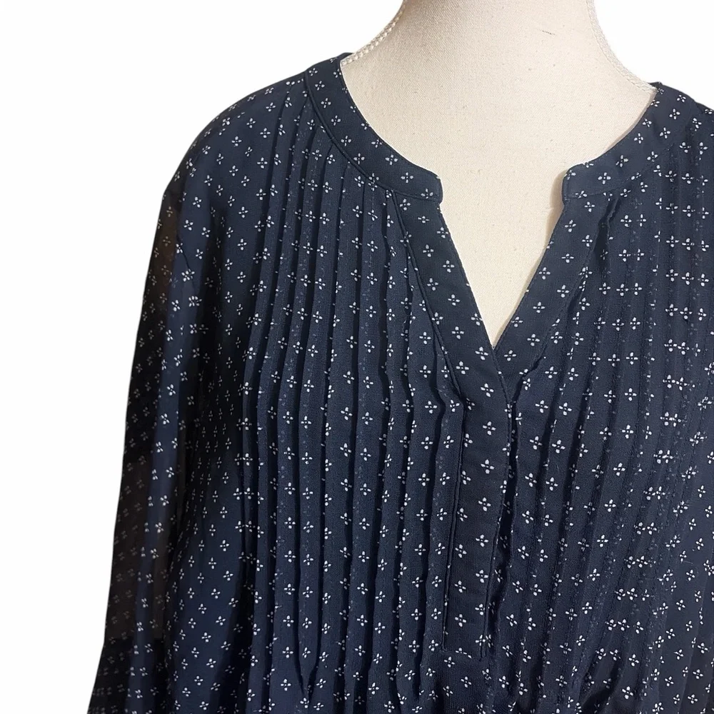 Charter Club Navy Printed Chiffon Tunic - Picture 4 of 8